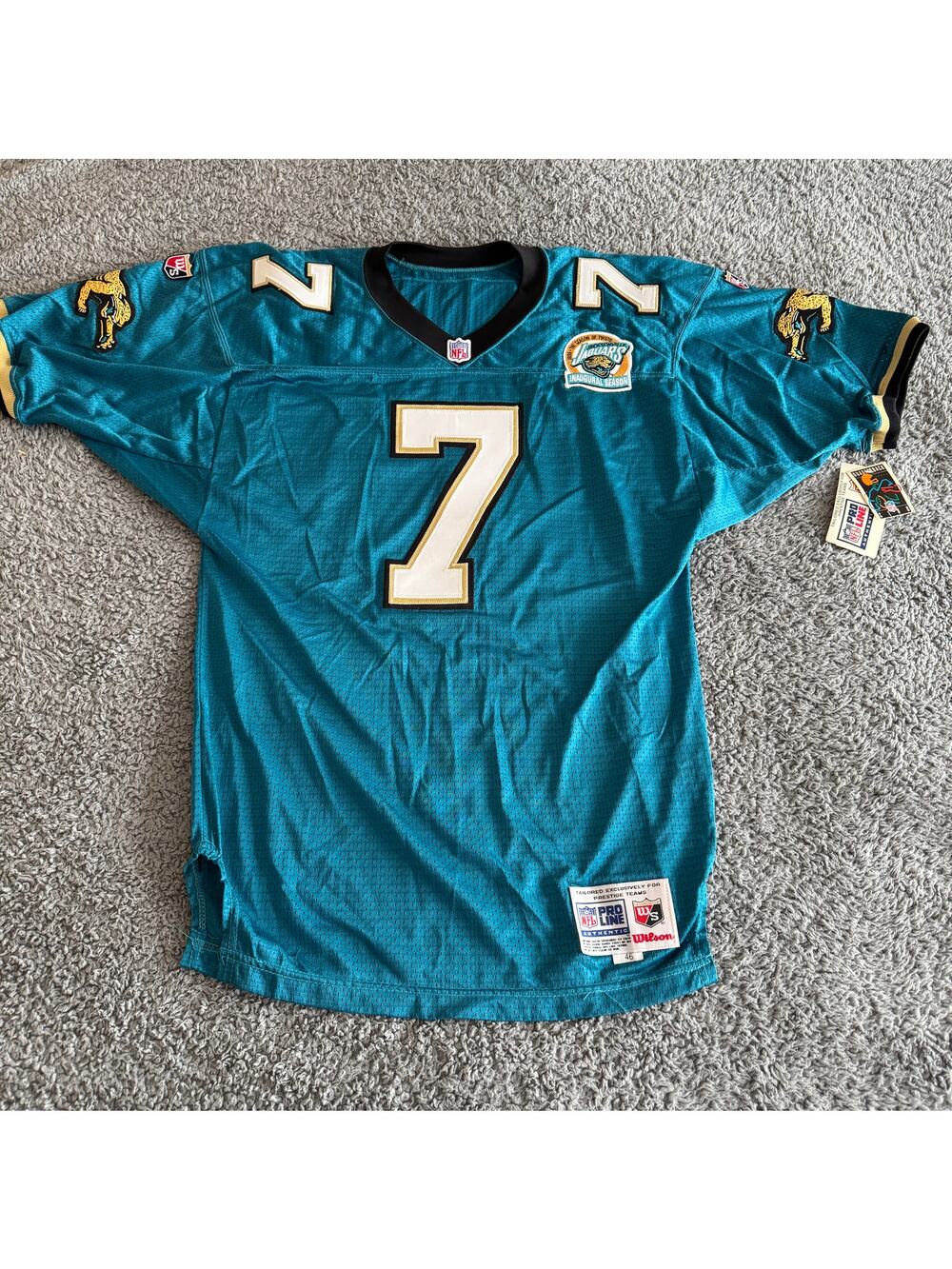 1995 Signed Wilson Steve Beuerlein NFL Jacksonville Jaguars Proline Jersey 46 L